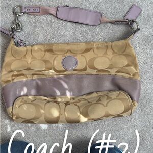 Coach Tan and Purple Shoulder Bag